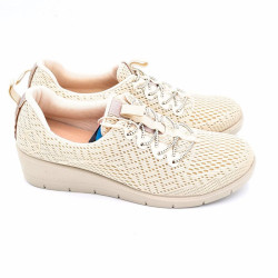 Deportivo casual mujer flexible ultraligero planta acolchada sin cordones ajuste en el empeine color beige MYSOFT