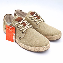 Zapatilla lona de hombre casual ajuste cordones color azul beige. Refresh