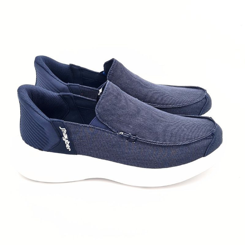 Deportivo mocasín casual de hombre sin cordón planta confort color azul y kaki. Jhayber