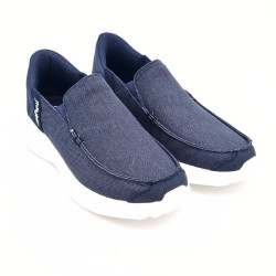 Deportivo mocasín casual de hombre sin cordón planta confort color azul y kaki. Jhayber