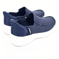 Deportivo mocasín casual de hombre sin cordón planta confort color azul y kaki. Jhayber