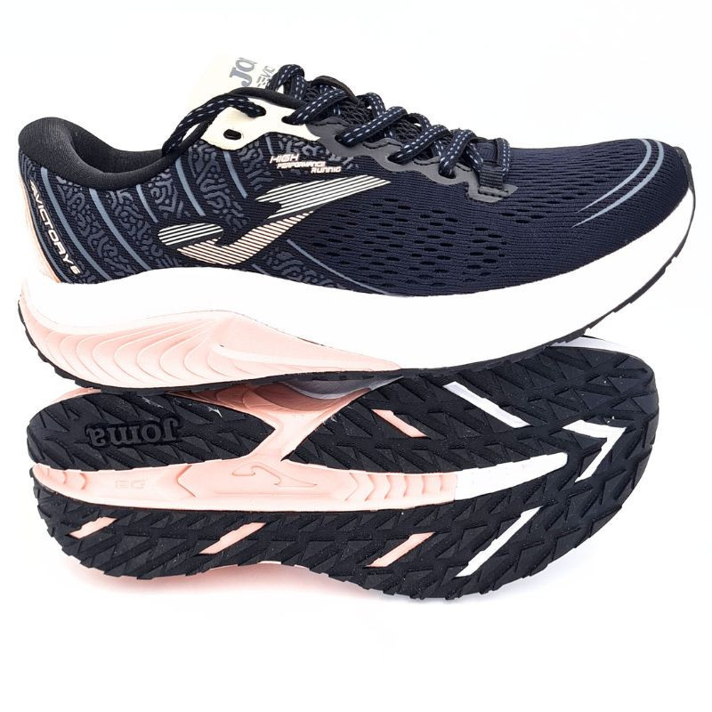 Deportivo running  mujer en negro combinado rosa.Joma